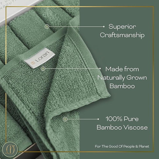 Sage Green Washcloths Set of 6 Soft Facial Cloths 10” x 10” 100% Viscose Derived from Bamboo Spa-Like Feel Silky Face Cloth for Skin Cleansing