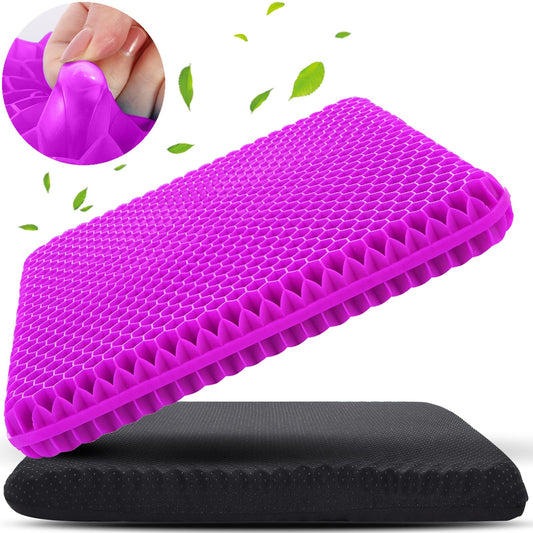Gel Seat Cushion for Long Sitting (Large & Thick), Soft & Breathable, Gel Cushion for Wheelchair, Gel Chair Cushion for Hip Pain, Gel Seat Cushion for Office Chair (Black Cover) Dormly
