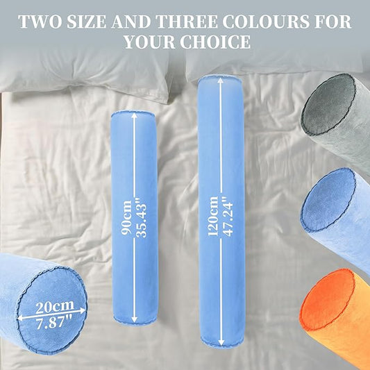 ONTYZZ Inflatable Short Body Pillow, Short Pillow for Bed, Oval Bolster Pillow for Good Sleeping and Back/Neck Support, 2pcs Blue