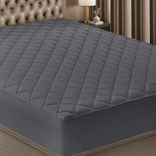 Utopia Bedding Quilted Fitted Mattress Pad, Twin Size, Elastic Fitted Mattress Topper Protector and Cover with Deep Pocket Stretches up to 16 Inches, Machine Washable (Grey)