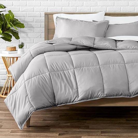 Bare Home Comforter Set - Oversized Queen Size - Ultra-Soft - Goose Down Alternative - Premium 1800 Series - All Season Warmth (Oversized Queen, Light Grey)