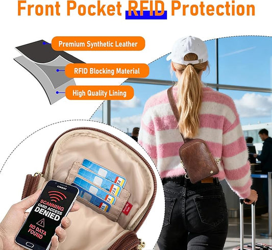 INICAT Travel Small Crossbody Sling Bags Women Cross Body Purses Passport Holder Vegan Leather Fanny Packs Birthday Gifts