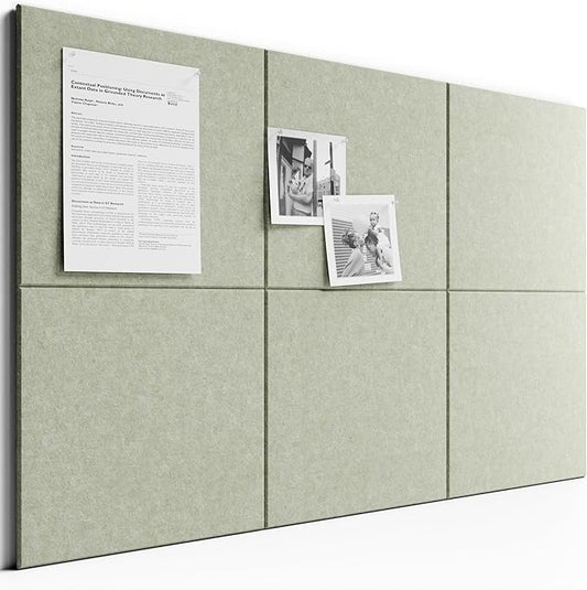 Bumusty Large Cork Board 36"x24" Alternative - 6 Pack Felt Wall Tiles with 40 Safe Removable Adhesive Tabs, 30 Pushpins, Cork Boards for Walls Pin Board Bulletin Board Office Decor (Sage)