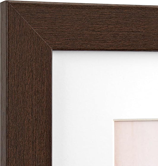 8x10 Picture Frame with Mat for 5x7 Set of 4, Walnut Wood Grain 8 x 10 Dark Brown Gallery Wall Picture Frames for Tabletop or Wall Mounting(4 Pack, Walnut)