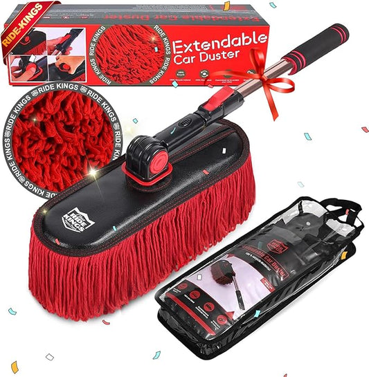 Car Duster-Stocking Stuffers Gifts for Men Women-Wax Cotton Hair, Scratch-Free Travel-Friendly Auto Cleaner, Truck, SUV, RV & Motorcycle - Extendable Handle, No Lint,Beach Travel Essentials
