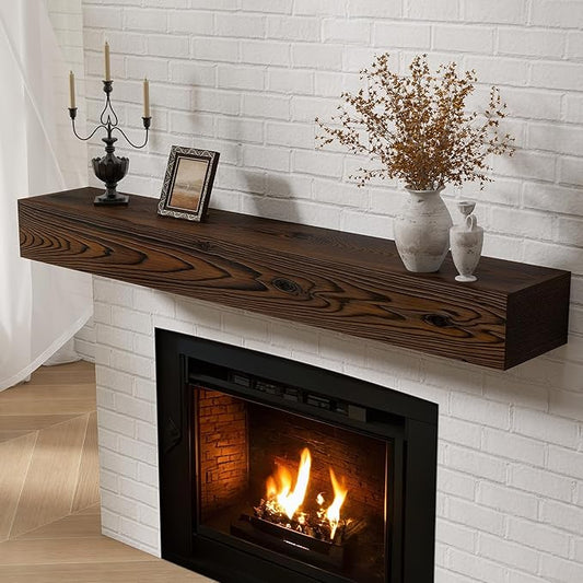 Dreamland Fireplace Mantel - Wall-Mounted Mantles for Over Fireplace - Farmhouse Fireplace Mantle Shelves - Handcrafted Wood Fireplace Mantels - Floating Fireplace Mantel 48 X 8 X 5 - Dark Brown
