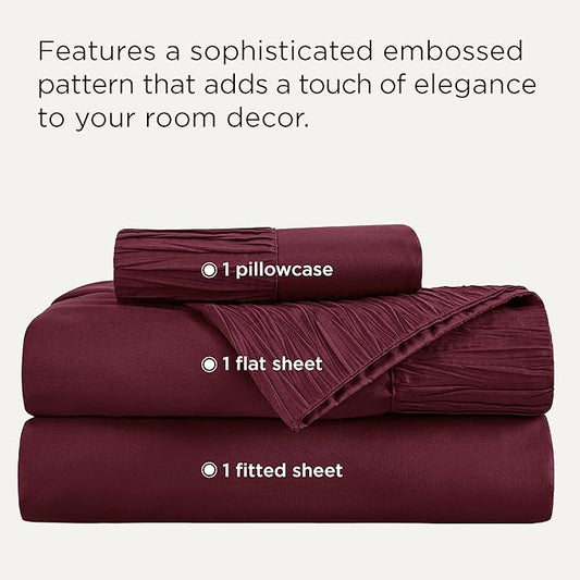 Bedsure Twin Sheets Set - 3 Pieces Soft Twin Bed Sheets - Breathable & Cooling - Hotel Luxury - Easy Care Polyester Microfiber Bedding for Women, Men, Red