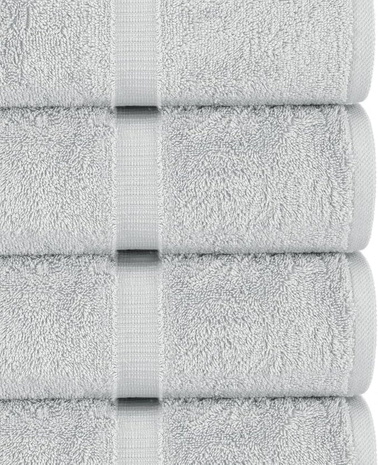 Chakir Turkish Linens | Hotel & Spa Quality 100% Cotton Luxury Turkish Towels | Soft & Absorbent (30x60 Inches Extra Large Bath Towels, Set of 4 - Silver)