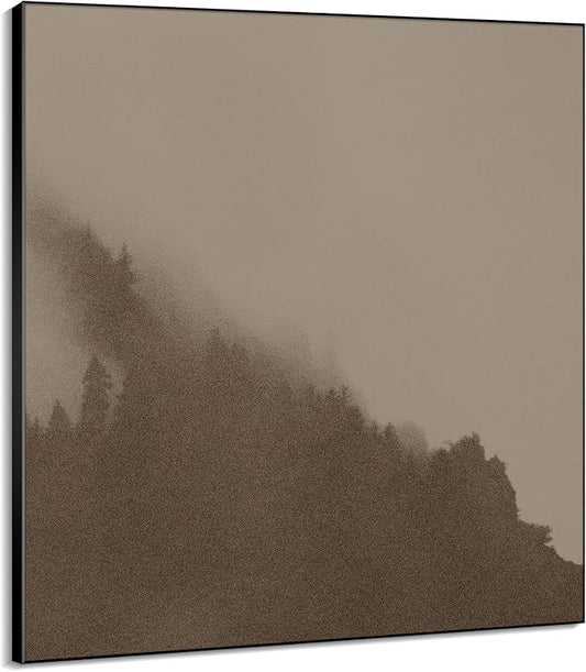 60"x60" XL Framed Wall Art - Minimalist Foggy Forest Tranquil (Frame Assembly Required)