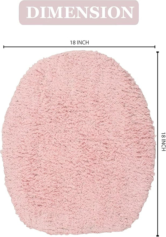Home Weavers Double Ruffle Collection 100% Cotton Toilet Lid Cover, 18"x18" – Soft, Absorbent & Washable Bathroom Lid Cover with Non-Slip Backing, Pink