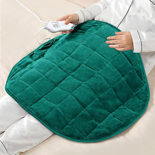 NOWWISH 5lbs Weighted Heating Pad for Women, Electric Heated Weighted Blanket with 6 Heat Settings, Timer & Auto Shut-Off, Relief for Period Cramps, Back Pain, Lap, Machine Washable, 29x24 inch, Green
