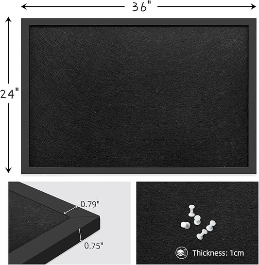 24x36 Inch Cork Board for Wall Hanging with Linen, Bulletin Board with Push Pins, Mounted Memo Message Board for Home Office Decor, Dorm Room Essentials, Classroom Organization