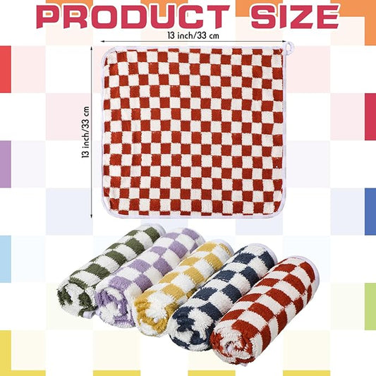 Newwiee 40 Pcs Wash Cloth Bulk Cotton Bath Hand Face Washcloths Soft Quick Drying Towel for Women Bathroom Washing Body Viscose Fiber Multipurpose Fingertip Rags(Gingham,13 x 13 Inch)