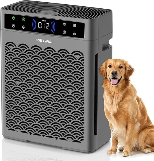 Air Purifiers for Home Large Room, Cover Up to 3000 Ft² with Air Quality Monitor and Timer, HEPA Filter Air Purifier for Bedroom with Fragrance, Air Cleaner for Dorm Room, Office - Grey