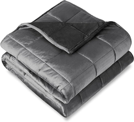 Bare Home Weighted Blanket Queen Size 17lb (60" x 80") for Adults - Minky Fleece - Premium Heavy Blanket Nontoxic Glass Beads (Grey, 60"x80")