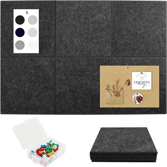 Large Cork Board Tiles for Wall with Push Pins, 36" x 24" Bulletin Board Sets, Self-Adhesive Pin Board | Magrowill 6 Packs Felt Panels for Office Home Classroom Dorm Interior Wall Decor