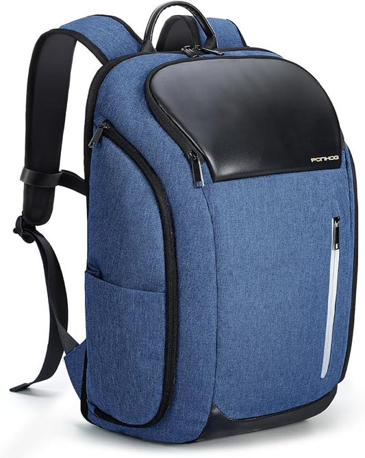 17 Inch Laptop Backpack for Men, Business Travel Anti-Theft Backpack with USB Charging Port, Water Resistant Computer Bag Carry On Flight Approved for Work College Weekender, Light Blue