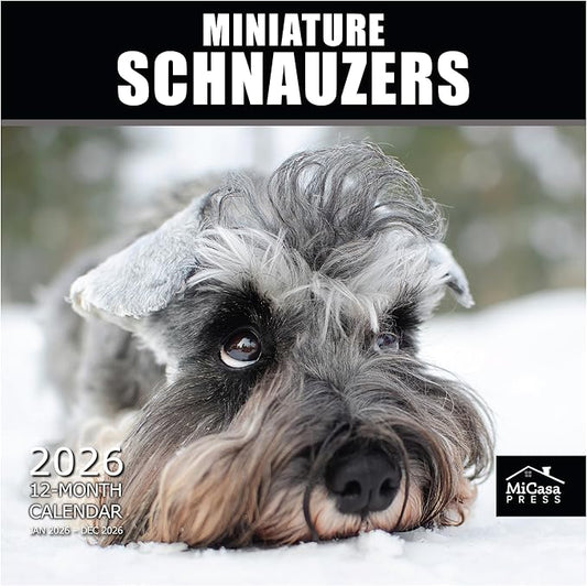 MICASA PRESS Miniature Schnauzers 2026 Wall Calendar 12 Month | 12" x 24" Open | Thick & Sturdy Paper | Holiday Gift | Cute Puppy Dog Calendar 2026