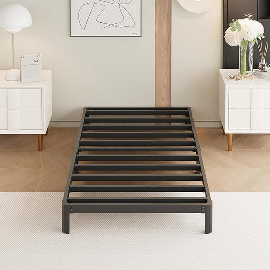 9 Inch Twin XL Bed Frames with Rounded Corner Legs, Heavy Duty XL Twin Metal Platform Bed Frame No Box Spring Needed, Easy Assembly, Noise Free, Black