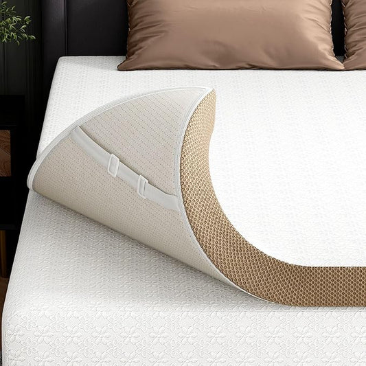 Bestier Memory Foam Mattress Topper - Gel Mattress Topper with Chamomile Collection - Plush Feel - Mattress Pad with Naturally Cooling and Pressure Relieving - Twin XL, 3 Inch