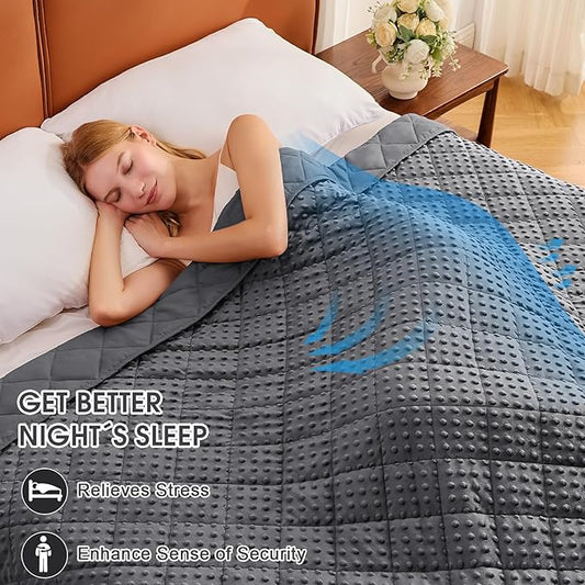 Grey Weighted Blanket for Adults 15lbs, 48"x72", Twin Full Size Cooling Minky Heavy Throw Blanket for 120-160lbs, Soft Winter Thick Big Blankets Weighted Comforter Gift for Sleeping