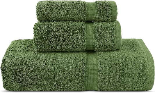 Chakir Turkish Linens | Hotel & Spa Quality 100% Cotton Premium Turkish Towels | Soft & Absorbent (3-Piece Towel Sets, Moss)