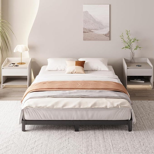 6 Inch Low Profile King Bed Frame with Rounded Corner Legs Heavy Duty Metal King Size Platform Bed Frame No Box Spring Needed, Easy Assembly, Noise Free, Black.