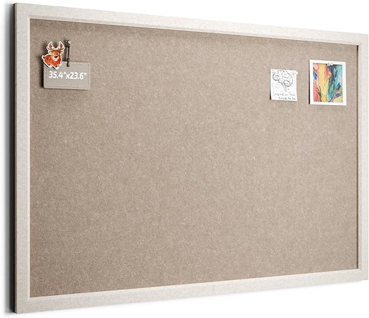 Foldable Cork Board Alternative, Felt Bulletin Board 36" x 24" Oatmeal Frame with 24 Adhesive Tabs, Pin Board for Home Office, Classroom, Entryway, Kitchen Wall Decor—Deep Camel