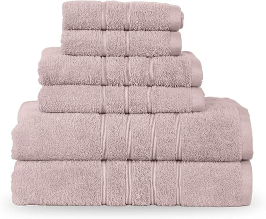 Martex 6-Piece Towel Set – Ultimate Performance – 100% Cotton – 2 Bath Towels – 2 Hand Towels – 2 Wash Cloths – Versatile – Low-Linting – Supersoft & Absorbent Bathroom Set – Easy Care – Crystal Pink