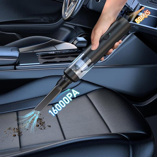 Cordless Car Vacuum,4-in-1 Portable Mini Handheld Vac,2 Suction Modes,16kpa Suction Power Blowing & Inflating 2 Modes,Vacuum for Car,Home,Pet Hair,Office, Desk,Keyboards (Black)