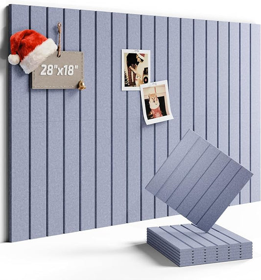 Felt Bulletin Board Tiles -28"x18" with 40 Adhesive Tabs, Cork Board Alternative for Office Decor, Push Pin Board Wall Organizer 6-Pack (Soft Periwinkle)