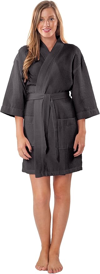 Turquaz Lightweight Short Robes For Women Waffle Kimono Bathrobe - Soft, Fast-Drying, Long-Lasting Cotton Blend