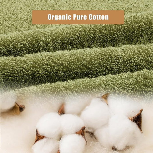 SEMAXE Sage Green Bath Towel Set, 100% Cotton Bathroom Towels with Hanging Loops, Soft & Absorbent, 8 Piece Towel Set Include 2 Bath Towels, 2 Hand Towels, 4 Washcloths