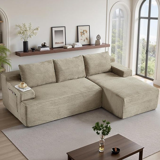 96''Sectional Couches for Living Room Modern Modular Sectional Sofa Upholstered Boneless Couch Comfy Cloud Couch with Chaise (Camel, 96''W Right Facing Chaise)