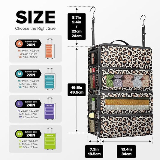 Suitcase Organizer, Travel Luggage Organizer Hanging Shelves Packing Cube Closet/Collapsible Portable Travel Organizer for Carry-on