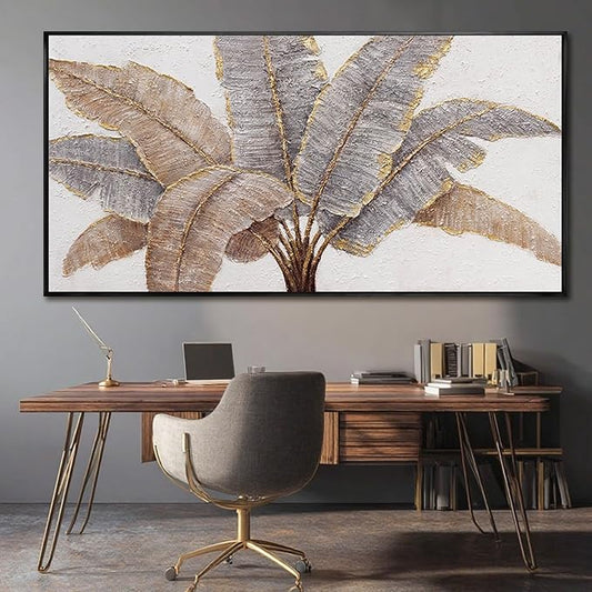 CHUDANHAO Botanical Wall Art Vintage Pictures Wall Decor Grey and Gold Photo Prints Line Wall Hangings 24"x48" Canvas Decorations for Bedroom Office