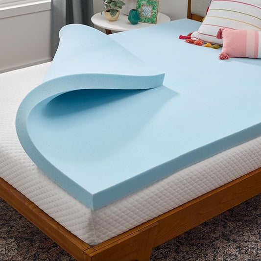 Linenspa 3 Inch Gel Swirl Memory Foam Mattress Topper – Cooling Gel Infused – Pressure Relieving Bed Topper - Mattress Pad – CertiPUR Certified - Twin XL Size