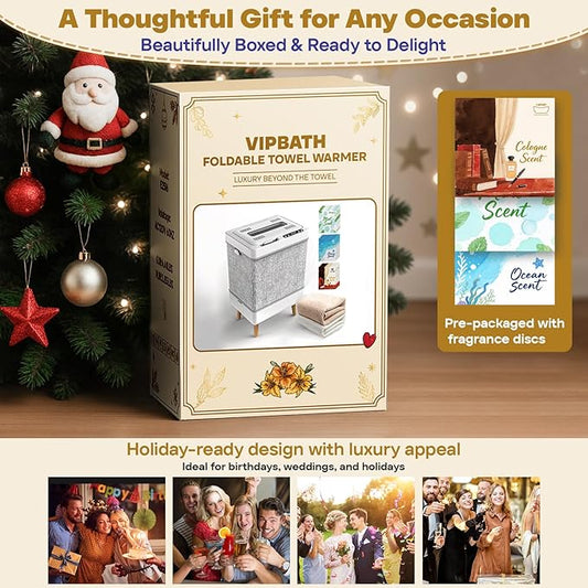 35L Towel Warmer Gift Set – Family-Sized Foldable Design with Window, Dual Safety Shut-Off for Overheat & Tip-Over, 12 Aroma Discs – A Spa-Like Luxury for Home & Loved Ones