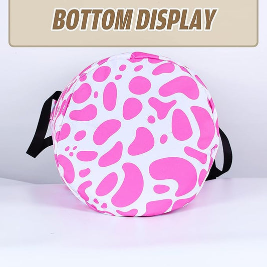 Pink Cow Print Laundry Basket Animal Foldable Oxford Cloth Funny Tote Bag Laundry Hamper Clothes Storage Bucket Organizer For Bathroom/Laundry Storage/Bedroom Storage Basket 17.7x13.7Inch