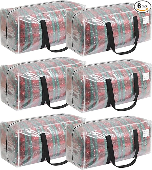 6 Pack Extra Heavy Duty Large Moving Bags with Comfortable Handle & Strong Zipper,Storage Totes for Space Saving Moving Storage College Supplies Alternative to Moving Box,Clear