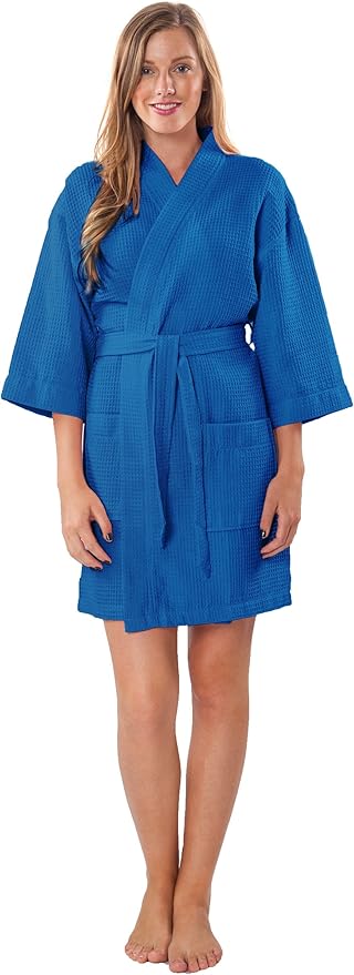 Turquaz Lightweight Short Robes For Women Waffle Kimono Bathrobe - Soft, Fast-Drying, Long-Lasting Cotton Blend