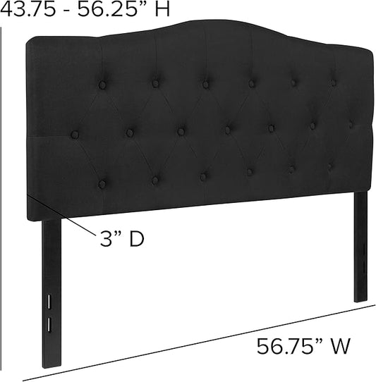 EMMA + OLIVER Tufted Upholstered Full Size Headboard in Black Fabric