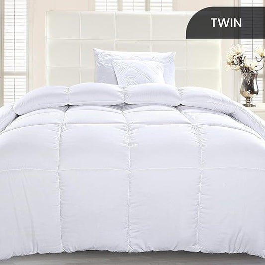 Utopia Bedding Comforter Duvet Insert, Quilted Comforter with Corner Tabs, Box Stitched Down Alternative Comforters Twin Size (White, Pack of 2)