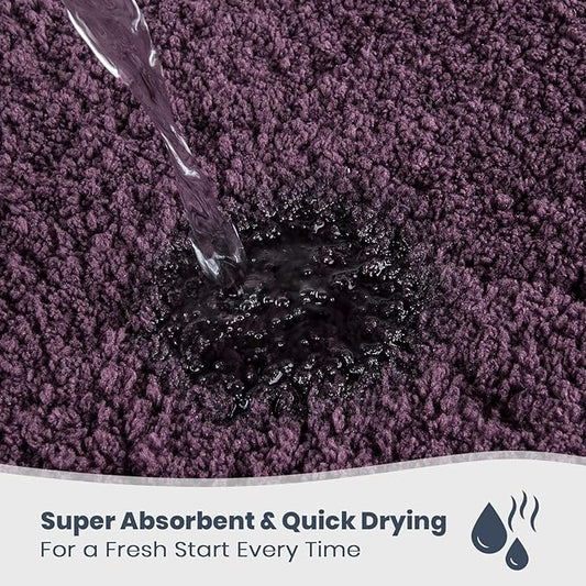 PURRUGS Bathroom Rug Non-Slip Machine Washable 30" x 60", Super Absorbent and Quick Dry Shaggy Microfiber Bath Mat, Extra Soft and Plush Bath Rug for Bathtub, Shower and Sink, Purple