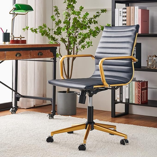 Chair, Desk Computer Chair ,with Armrests ,Ergonomic Office Chair for Home and Office, 17.32 x 22.83 x 35.43 inches, Multiple Colors (Gold Navy)