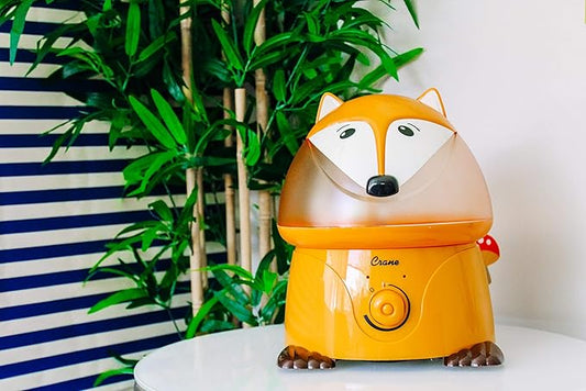Crane 1 Gallon Animal Cool Mist Ultrasonic Humidifier for Kids' Bedroom and Nursery, Automatic Shut off, Adjustable Output, Fox