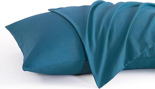 NTBAY King Pillow Cases Set of 2, 2 Pack Brushed Microfiber 20x36 Pillow Cases, Soft, Wrinkle, Fade, Stain Resistant Teal Blue Pillow Cases with Envelope Closure, 20x36 Inches, Teal Blue