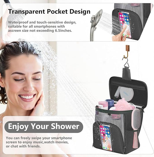 Mesh Shower Caddy Portable Beach Bag College Dorm Room Essentials Tote Bag for Bathroom,Gym,Travel,Camping Quick Dry Hanging Shower Organizer Bags for Women Men College Student