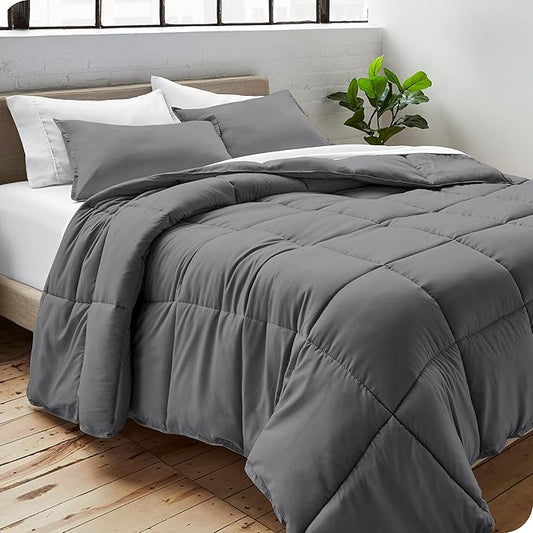 Bare Home Duvet Insert Comforter - King/California King - Goose Down Alternative - Ultra-Soft - Premium 1800 Series - All Season Warmth - Bedding Comforter (King/Cal King, Grey)