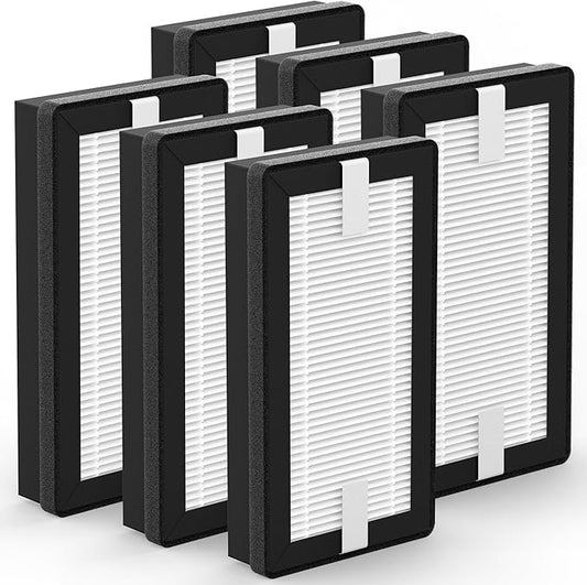 6-Pack Replacement Filter Compatible with EyeVac Air 2in1 Air Purifier, 2-in-1 Filtration with Activated Carbon Filter
